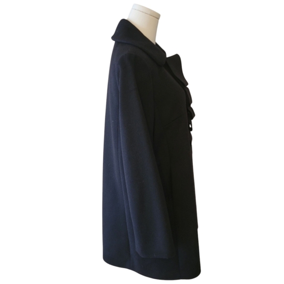 J. Crew Black Wool Ruffle Front Coat Size 8 Petite - Picture 4 of 6